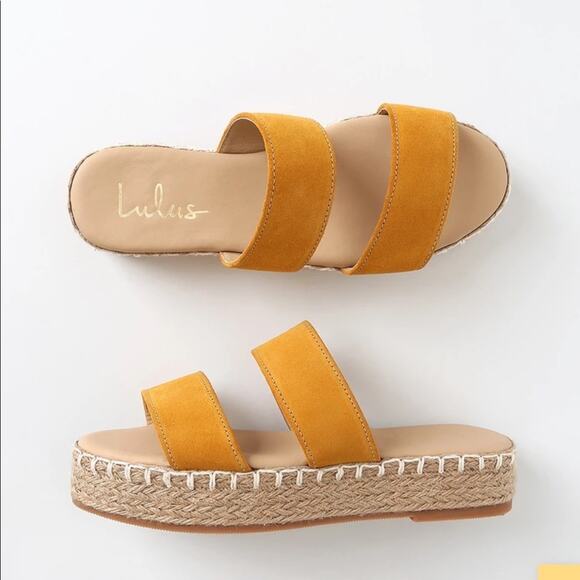 Sayler Suede Leather Flatform Espadrille Slides lulus - Picture 4 of 7